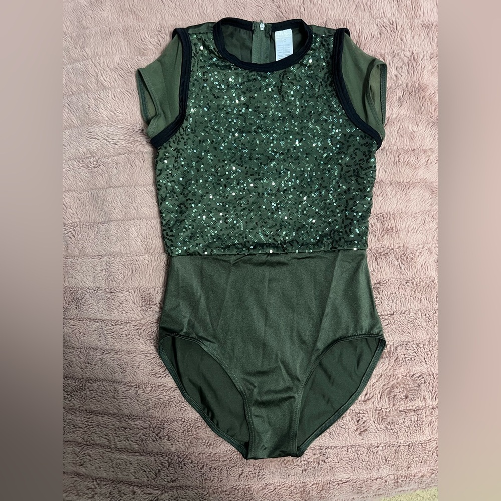 Weissman Glittering Green Kids leotard
